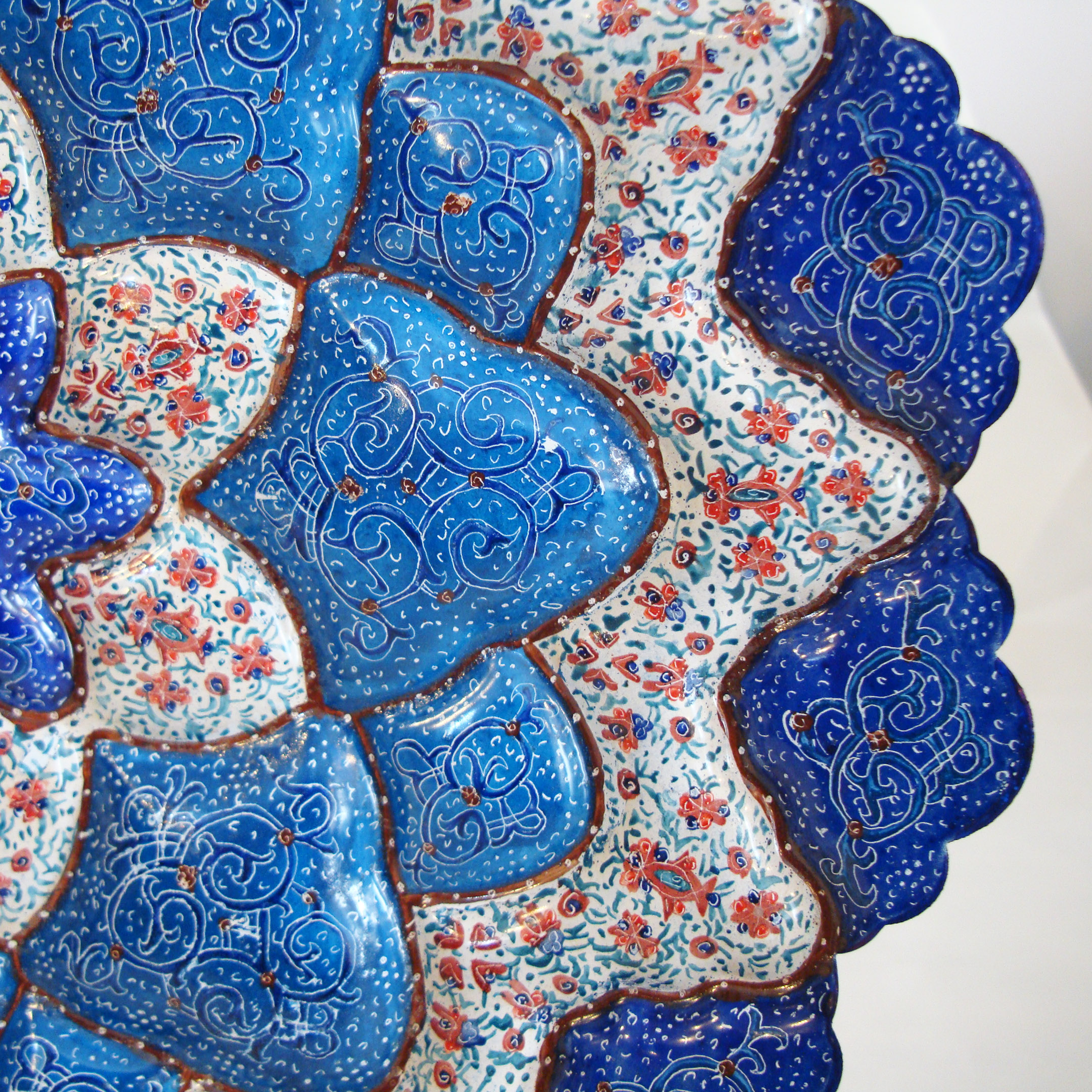 Persian Handmade Enameled Wall Hanging Plate (Eslimi design) 30 cm